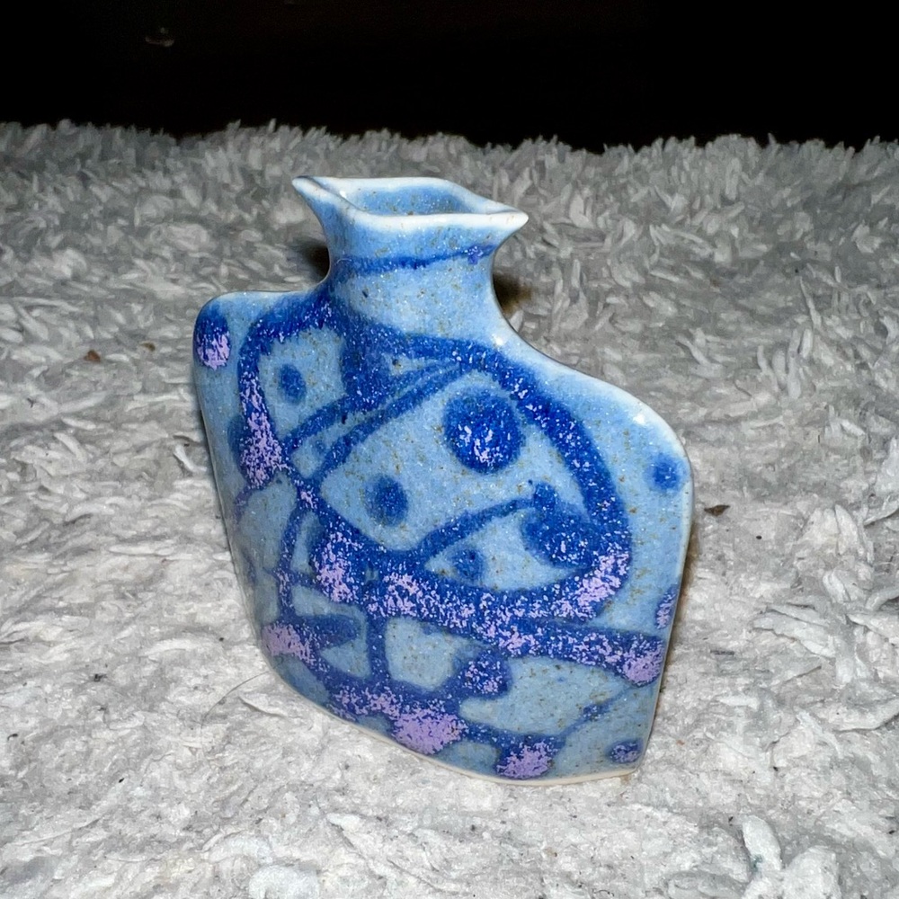 Earth & Sky Pottery Artisan Blue & Purple Ceramic Vase Small - Picture 6 of 9